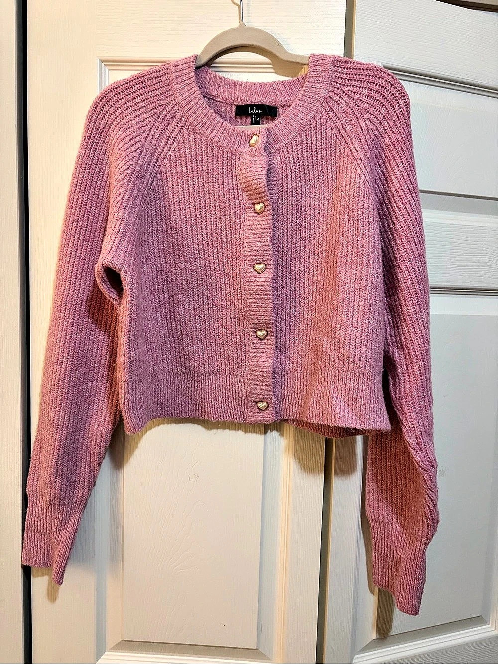 Lulus Heart Button Front Cardigan in Pink